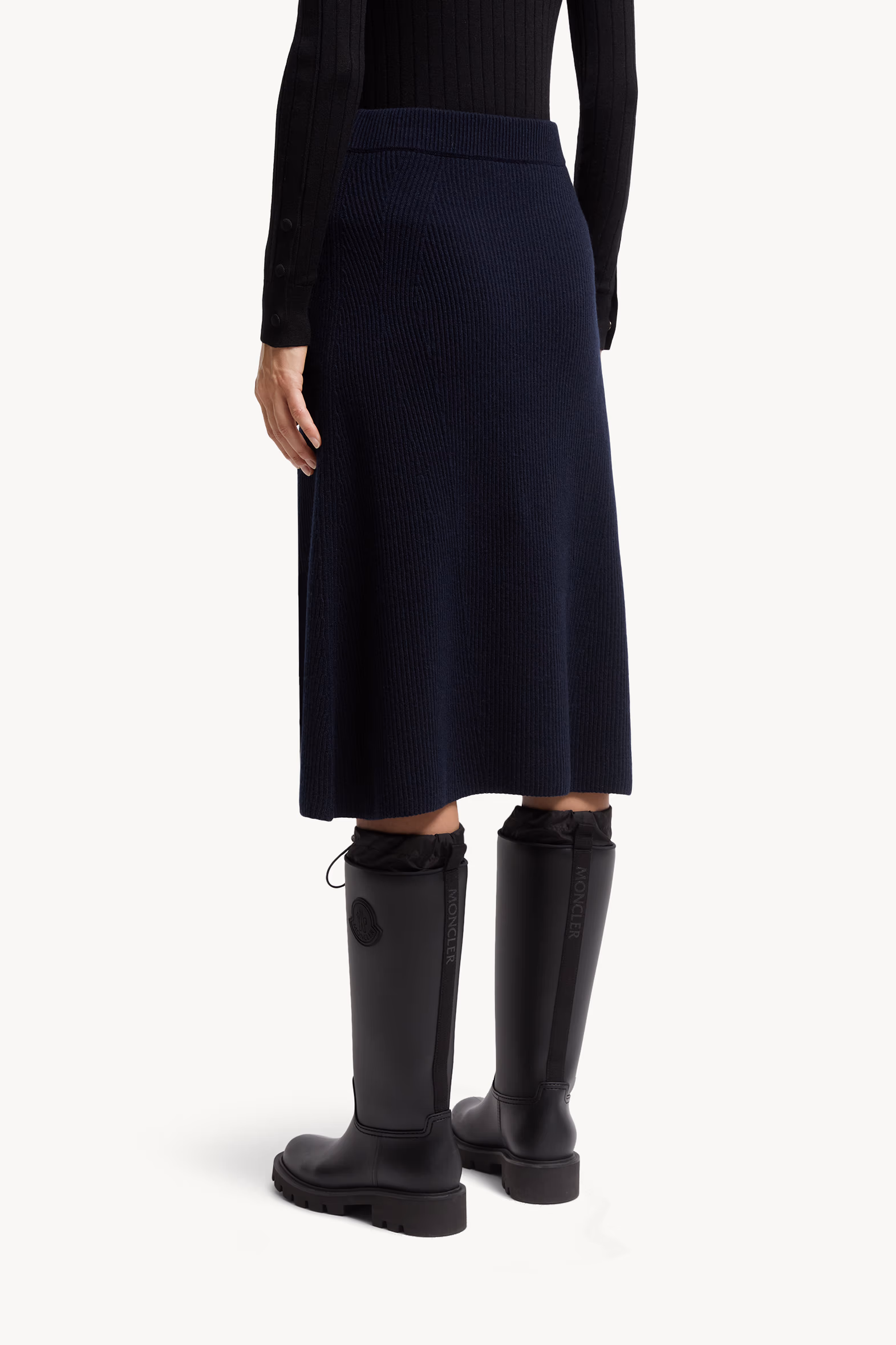 Wool & Cashmere Midi Skirt Women Dark Blue Moncler 5